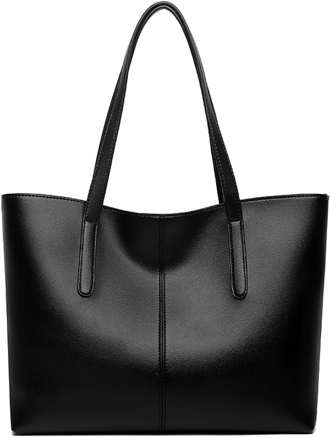 Classic Black Leather Tote
