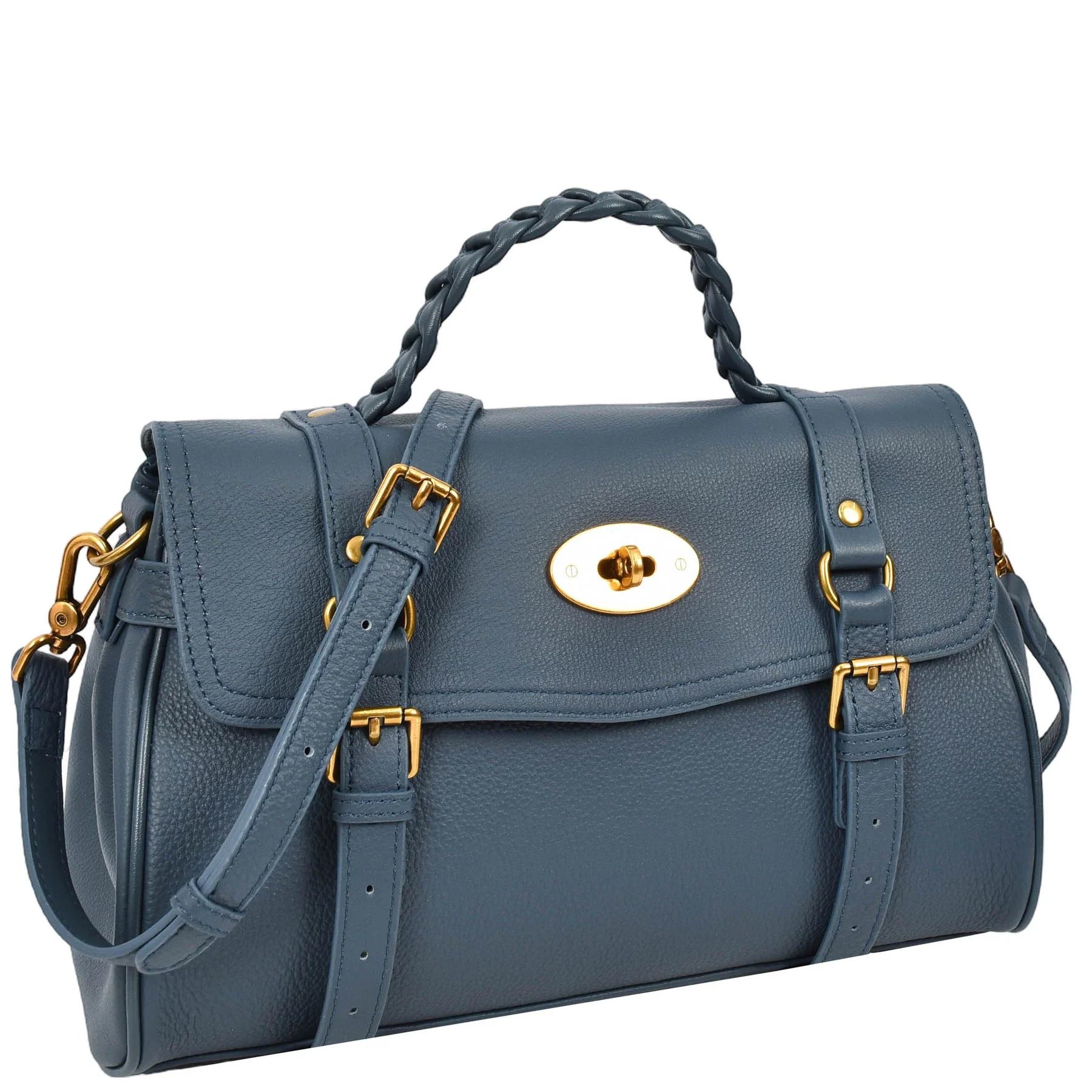 Classic Leather Structured Satchel