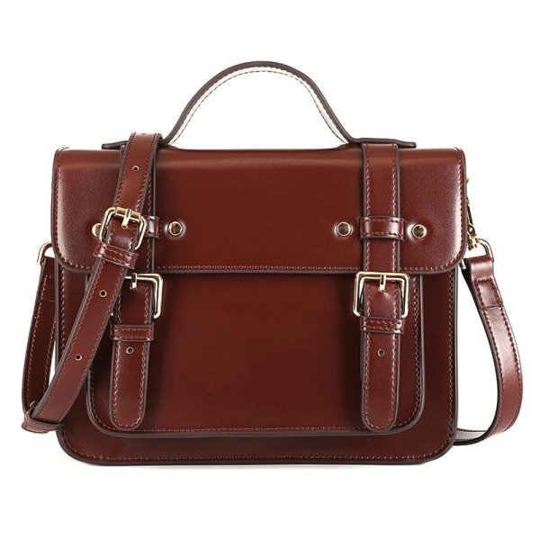 Classic Structured Brown Leather Satchel