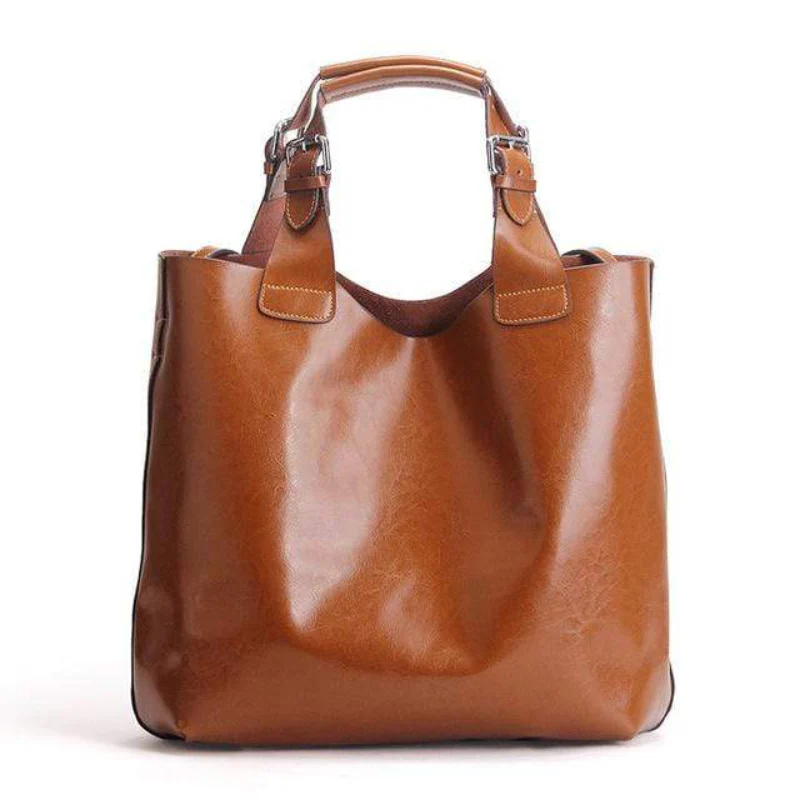 Vintage-Inspired Brown Leather Hobo Bag