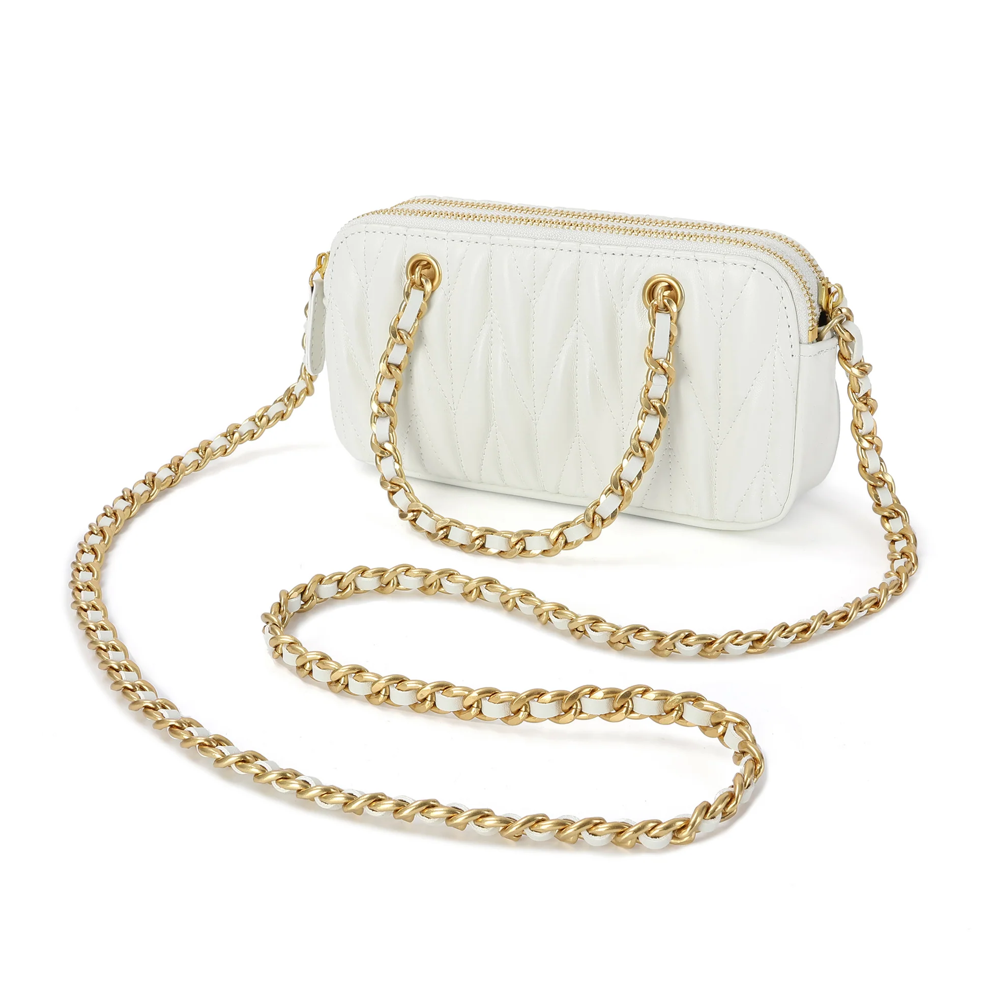 Vintage Leather Crossbody with Chain Detail