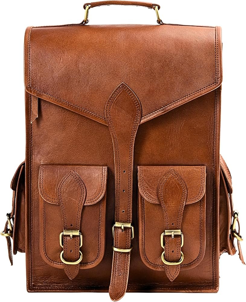 Vintage-Style Leather Travel Backpack